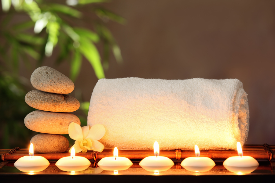 Zen Stones, Towel and Aromatic Candles